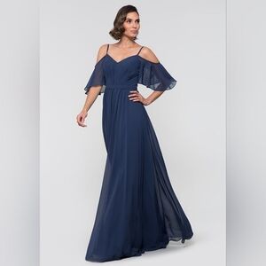 Kleinfield Navy Cold Shoulder Dress